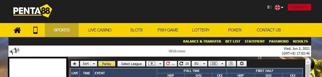 Κορυφαίο banner του ιστότοπου Penta 88